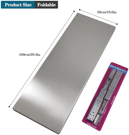 Wall Mounted Folding Table, Stainless Steel, 39.4 x 15.7 Inch
