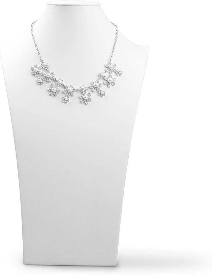 Oirlv White Leather Jewelry Bust Necklace Display Stand Trade Show Jewelry Holder (H:15.28")