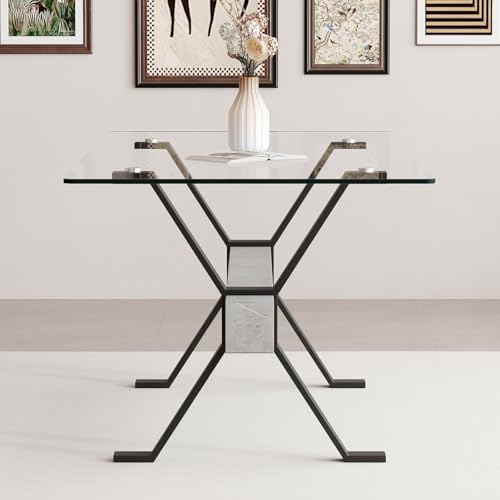 Glass Dining Table 71"｜Modern Dining Table for 6｜0.4" Thick Tempere...