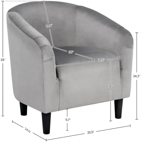 Yaheetech Compact Velvet Accent Chairs Set of 2 for Small Spaces, Gray