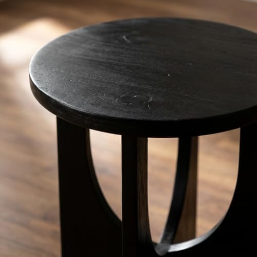 Stupa Solid Wood End Table – 22" Tall Round Side Table for Living Room o...