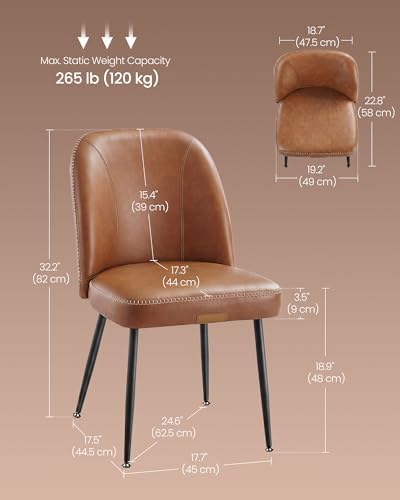 VASAGLE Dining Chairs Set of 6, Upholstered Kitchen Chairs