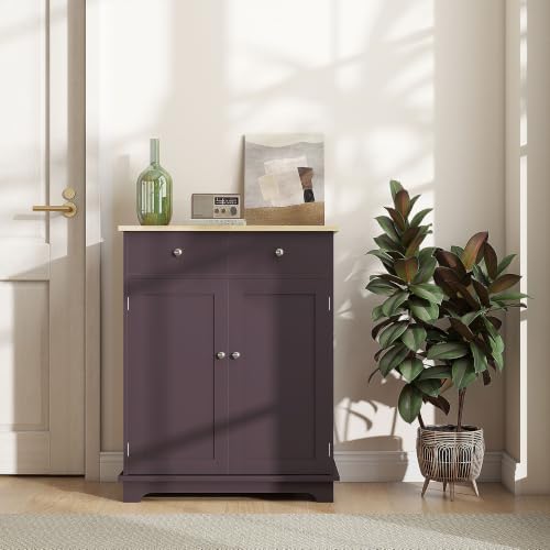 HOMCOM Sideboard Buffet Cabinet Solid Wood Countertop Coffee