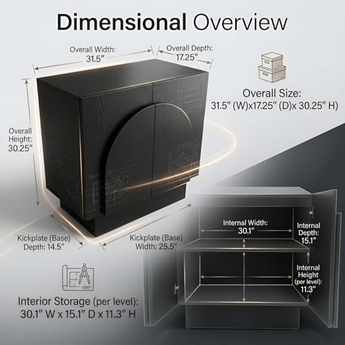 Ya-Home Black Sideboard Buffet Cabinet with Storage Set of 2, 63” Modern Side...