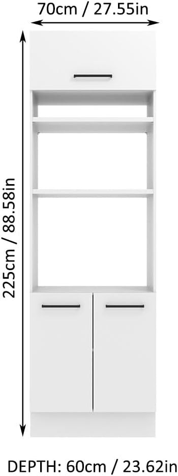 Madesa Hazel 2 Door Pantry Kitchen Storage Cabinet with Horizontal Door and 3...