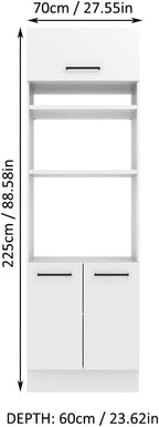 Madesa Hazel 2 Door Pantry Kitchen Storage Cabinet with Horizontal Door and 3 Shelves 89 Inch Wooden Organization Unit - White