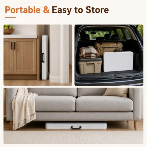 36" Square Folding Card Table - Plastic Portable Folding Table with Carr...