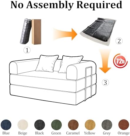53.15'' Convertible Compressed Corduroy Folding Cloud Sofa Bed, Moder...