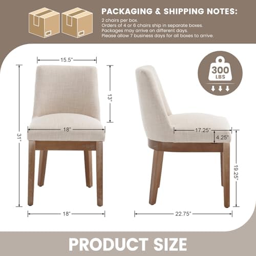 RIVOVA Upholstered Dining Chairs Set of 6, Modern Wooden Dining Room Chair wi...