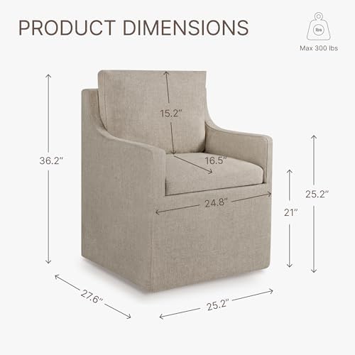 KISLOT Upholstered Dining Chairs Set of 1 with Casters, Sand