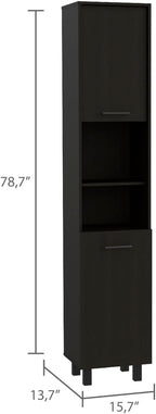 2-Door Pantry Cabinet, with Two 2-Cabinet Spaces and Two Open Shelves