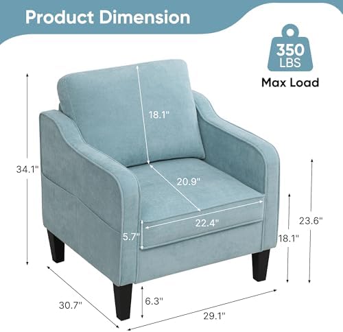 Accent Chair for Living Room, Mid Century Modern Reading Chair for Bedroom, U...