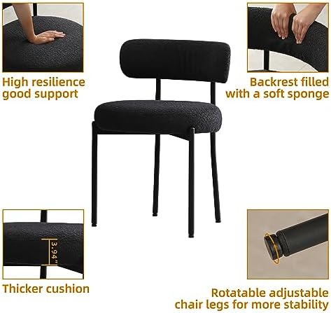 DYHOME Boucle Dining Chairs Set of 6, Upholstered Dining Room Chairs Black