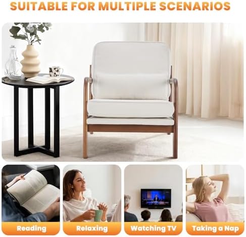 DUMOS Mid Century Modern Accent Chair, 16'' Seat Height Cozy Lounge C...