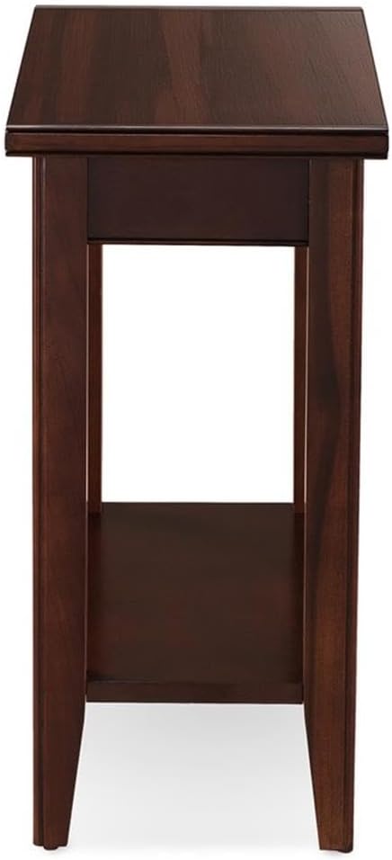 MAKLAINE Solid Wood Rectangular End Table, Chocolate Cherry Finish, 12 x 24 x...