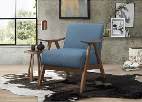 Lexicon Mid Century Modern Accent Chair with Solid Wood Frame in Walnut Finis...