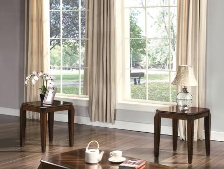 Polay 3-Piece Coffee and End Table Set with Parquet Design | Rich walnut fini...