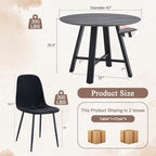 Round Dining Table Set for 4, 5 Piece Kitchen Table and Chairs Set with 42 Inch Wood Grain Tabletop, Black Upholstered Chairs, Metal Frame Dining Room Furniture for Apartment, Breakfast Nook