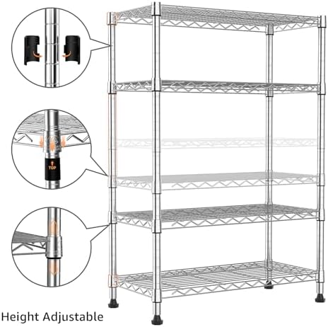 M MZG 1000 lbs Storage Shelving Steel Heavy Duty 4-Tier Utility Shelving Unit...