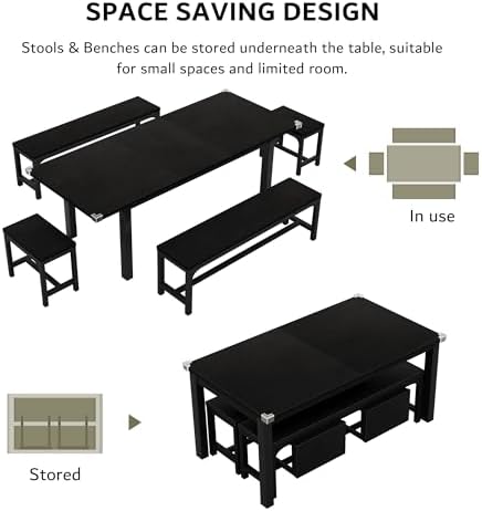 iPormis 5-Piece Dining Table Set for 4-8 People, Extendable Kitchen Table Set...