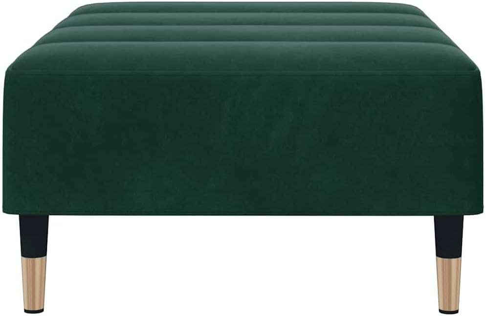 Dark Green Velvet Footstool, Stable Plywood Frame Footrest for Sofa or Reclin...