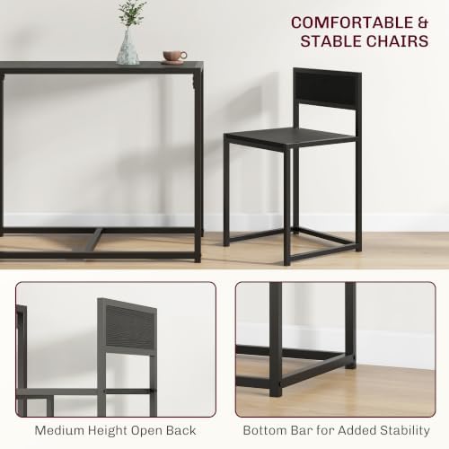 HOMCOM Small Dining Table Set for 2 Compact for Small Spaces, Black