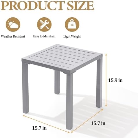 Crestlive Products Aluminum Outdoor Side Table Set of 2, Pool Lounge Chair Si...