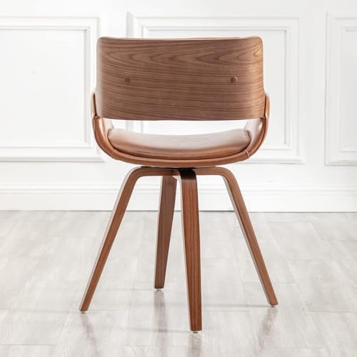 LUNLING Swivel Accent Faux Leather Dining Chairs, Mid Century Modern Chairs w...