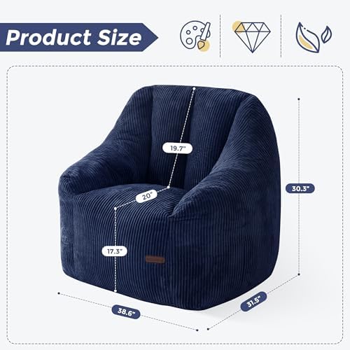 MAXYOYO Bean Bag Chair for Adults, Foam-Filled Floor Sofa for Reading | Bean ...