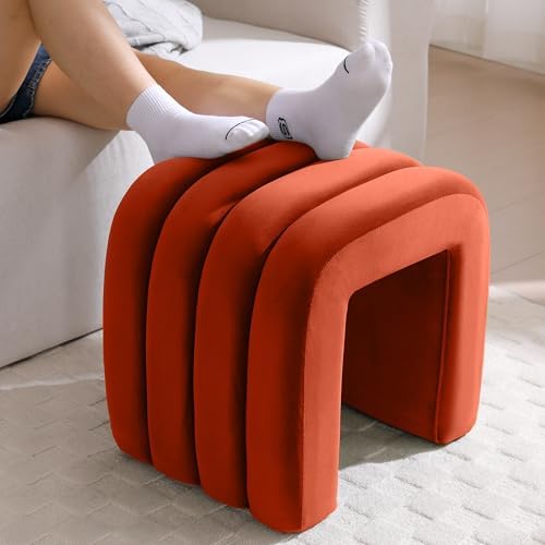 ONEVOG Velvet Pouf Ottoman, Small Ottoman Foot Rest for Couch, 18 Inch Cute V...