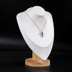 Coward 3D PU Leather Necklace Display Holder Bamboo Chain Jewelry Organizer Model Bust Stand (White pu, 11.4")