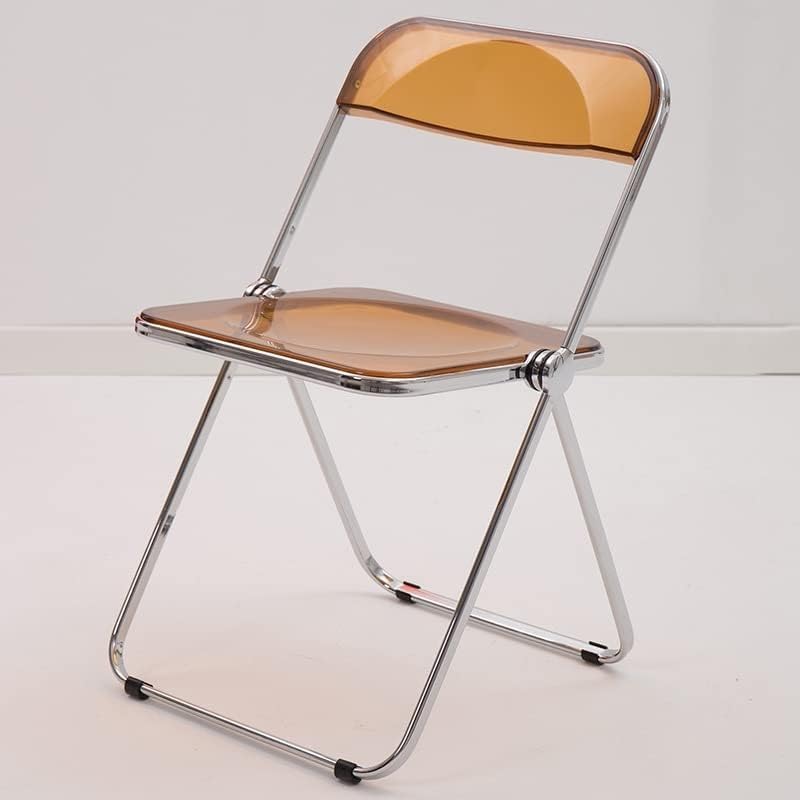 Clear Acrylic Folding Chair with Silver Legs Transparent Dining Chair for Clothing Store Photography