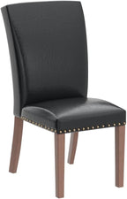 COLAMY Upholstered Parsons Dining Chairs Set of 6, PU Leather Dining Room Kitchen Side Chair with Nailhead Trim and Wood Legs - Black