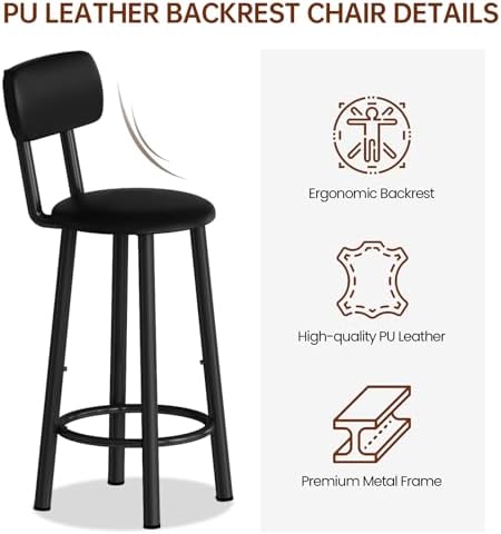 Recaceik Pub Dining Table Set for 2, Table and Bar Stools with 3 Storage Shel...