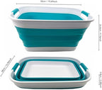 SAMMART 27L (7.1 Gallons) Collapsible Plastic Laundry Basket with Handle-Foldable Pop Up Storage Basket with handle (2, Ceramic Blue+Pale Purple)