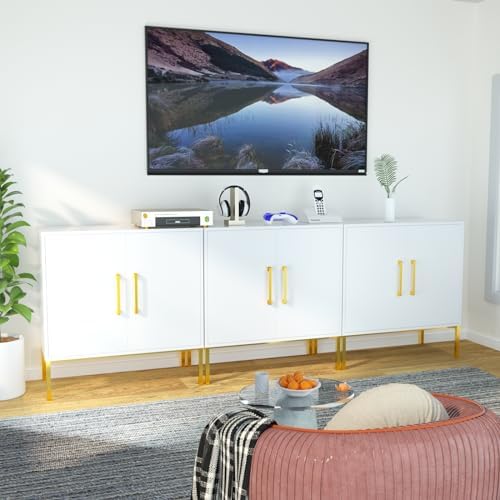 JOZZBY Buffet Sideboard Cabinet Set of 3 with Storage and Adjustable Shelves,...