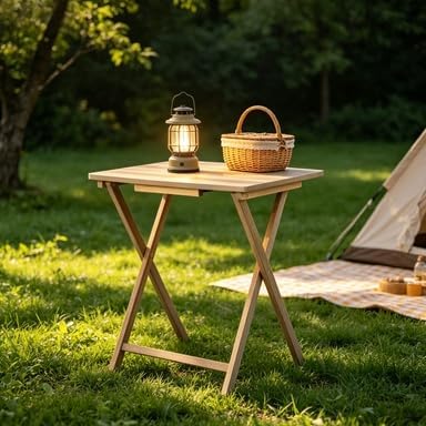 Modern Indoor XL Oversized Folding Tray Table – Rustic Gray Portable Laptop S...