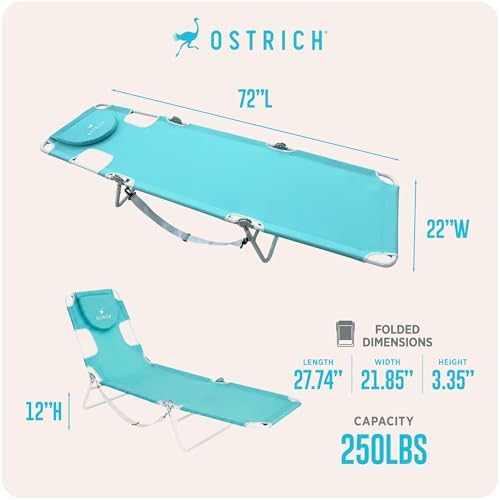Ostrich The Original Chaise Lounge 72"x22" Portable Reclining Loung...