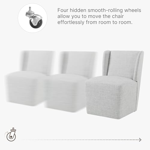 KISLOT Upholstered Dining Chairs Set of 4 with Casters, Pale Gray