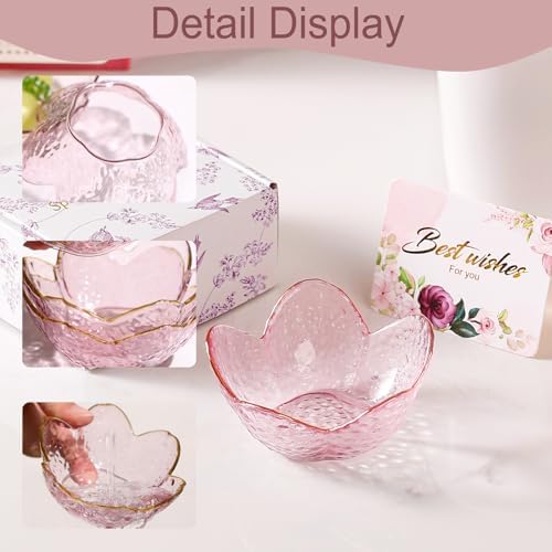 Gifts for Women Pink Flower Ring Dish Glass Jewelry Dish Jewelry Tray Cute Vanity Organizer Room Decor Aesthetic Nightstand Bathroom Decor Trinket Dish Ring Holder Dish Jewellery Tray Valentine's Gift