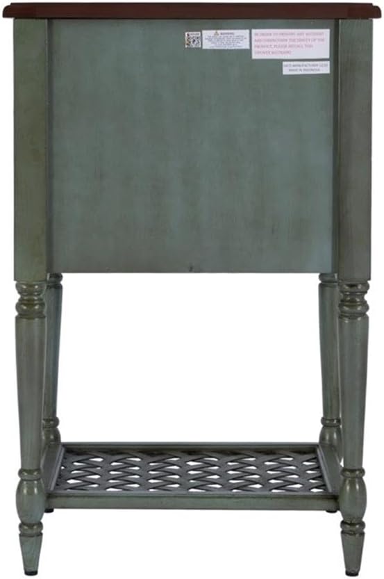Pemberly Row Set of 2 Contemporary Rustic Wood End Tables in Green