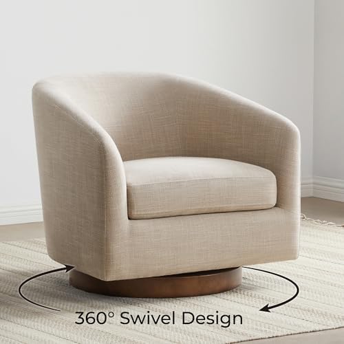 CHITA Swivel Accent Chair Set of 2, Wood Frame, Fully Assembled, Flax Beige |...