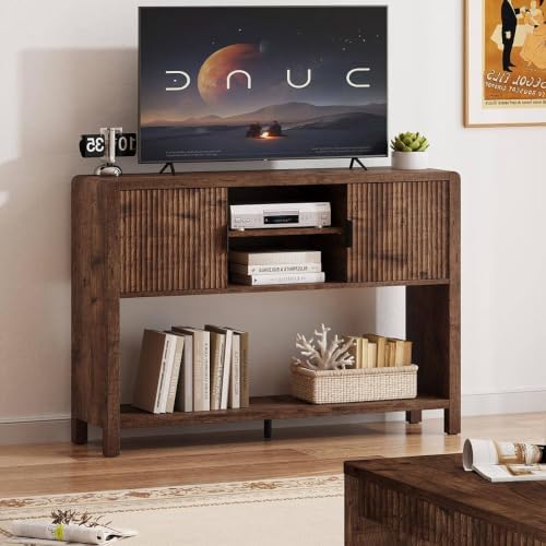 FATORRI Industrial Console Entryway Table with Storage, 43.31 inch Farmhouse ...