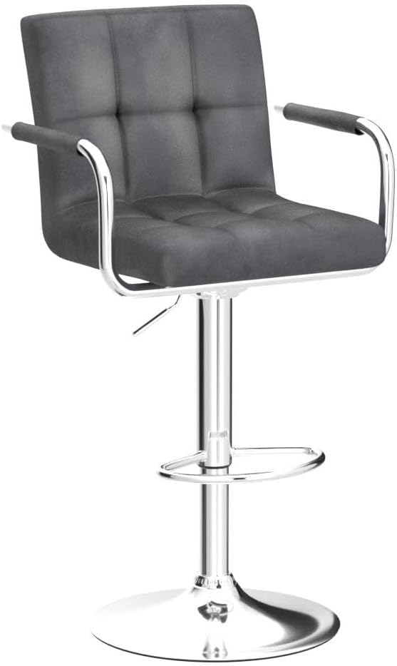 Yaheetech Counter Height Bar Stools Set of 2 Velvet Swivel BarStools for Kitc...