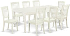 East West Furniture DODA9-LWH-W 9 Piece Dining Room Table Set Includes a Rectangle Kitchen Table with Butterfly Leaf and 8 Dining Chairs, 42x78 Inch, Linen White