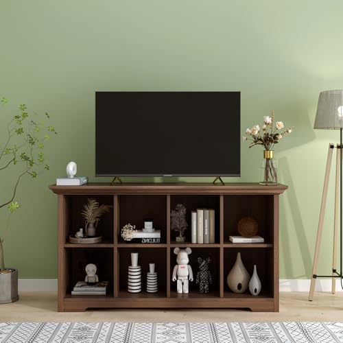 OSCHF 8-Cube Open Bookcase with Base, 2-Tier Low Cabinet, Walnut