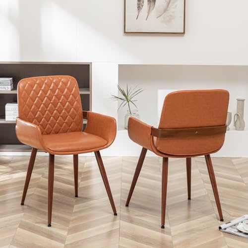 LUNLING Mid Century Modern Dining Room Chairs Set of 2 Accent Faux Leather Ki...