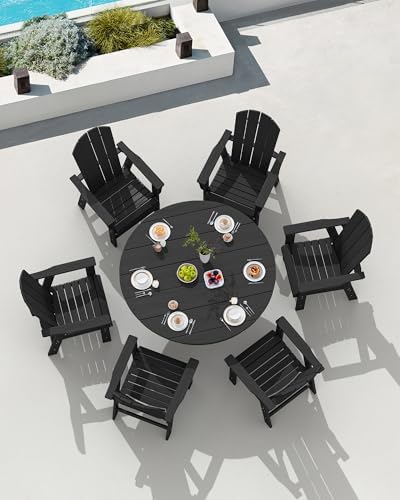 SERWALL 5-Piece Patio Dining Set, 45" Table & 4 Adirondack Chairs, B...