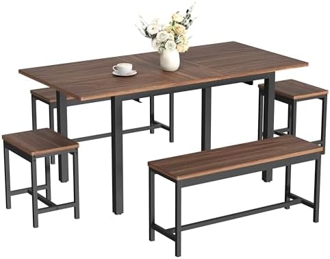GarveeHome 5-Piece Dining Table Set for 4-8 People, 63 in Large Extendable Ki...