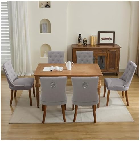 Dining Chairs Set of 4, Modern Kitchen Chairs with Back, Light Grey